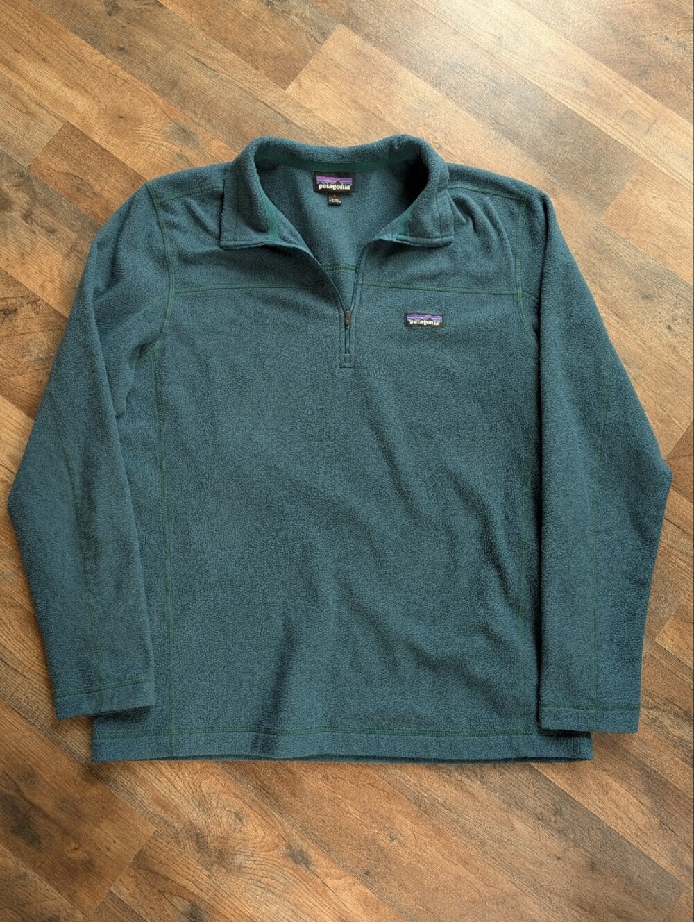 Patagonia Men’s L Teal Recycled Fleece Quarter Zip Pullover Outdoor Hiking Fall
